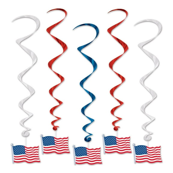 30 Piece Beistle American Flag Party Whirls