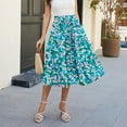 thumbnail image 6 of bbyeadc Green Long Skirts for Women Tiered Elastic High-Waist Maxi Skirt Comfy Drawstring Summer Vacation Skirt Trendy Pleated Bohemian Skirts Women Midi Length, Cyan M, 6 of 7