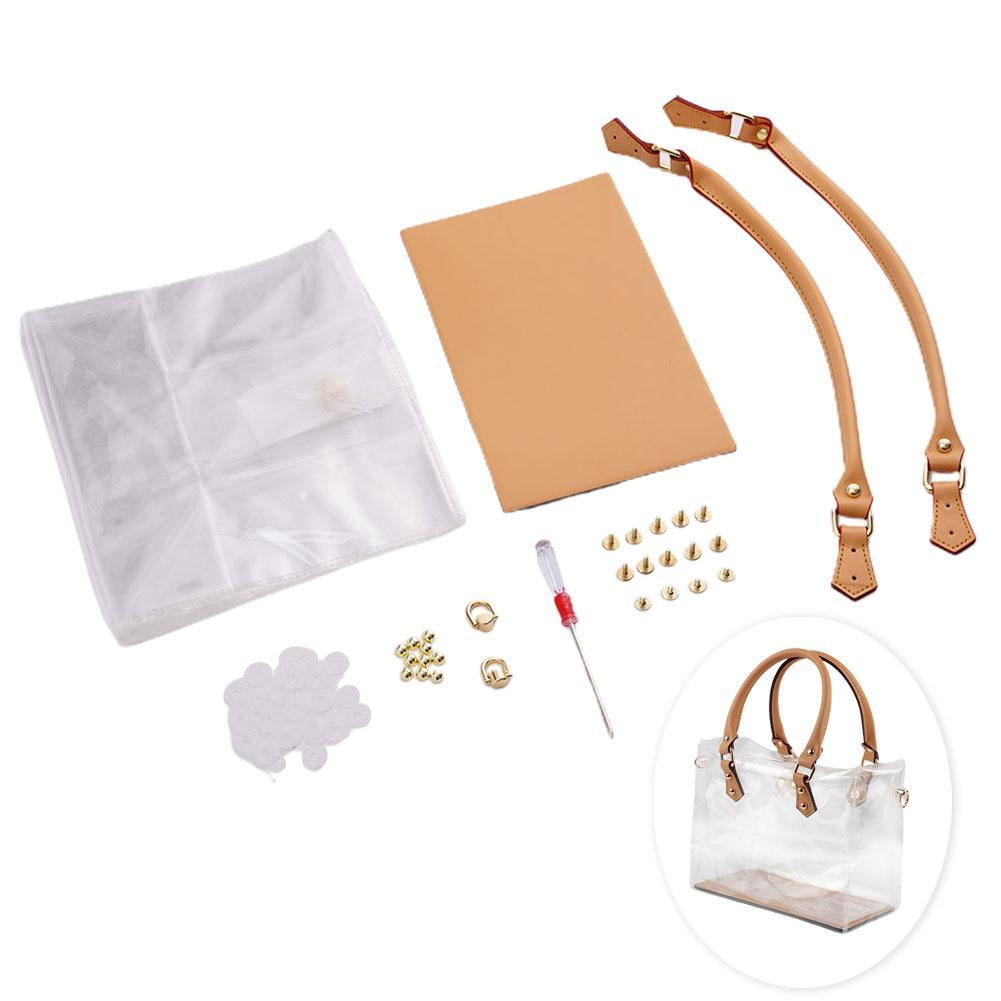 Clear PVC DIY Tote Bag Handbag Making Kit, 5 Sizes Handmade Gift Bags Craft Accessories Tool Set Birthday Holiday DIY PVC Bag for Kids W7R8
