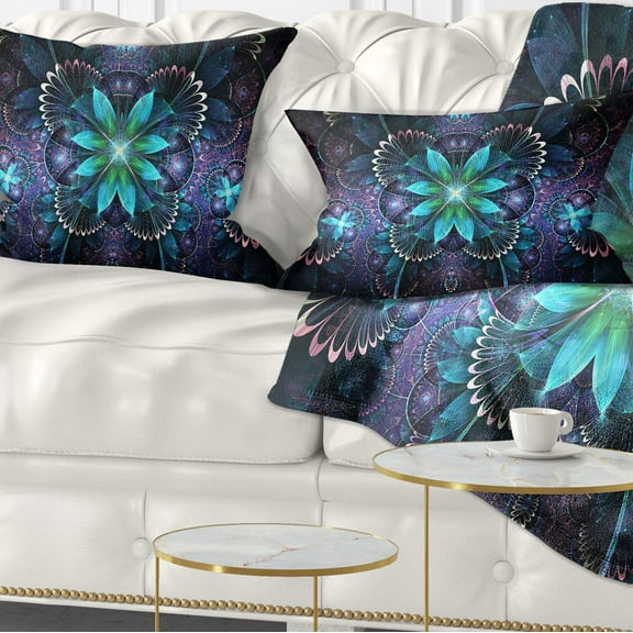 Designart 12" x 20" Blue Polyester Throw Pillow
