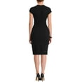 thumbnail image 3 of INSPIRE CHIC Bodycon Dress for Women's V Neck High Waist Cap Sleeve Sheath Dress XS Black, 3 of 5
