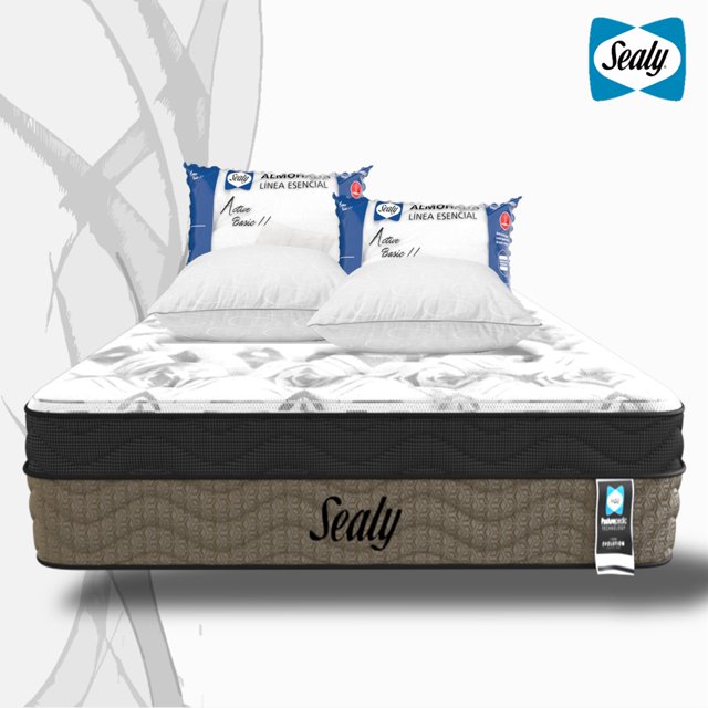 Colchón corrector Sealy Benno Matrimonial Anti Micro + 2 Almohadas