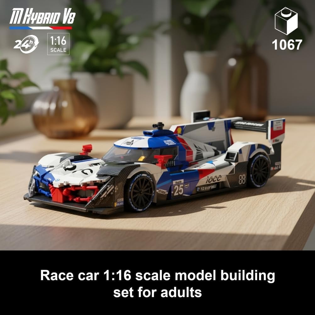 Le M Hybrid V8 Hypercar Model Car Kit - Building Set for Adults, 1:16 Scale 24H Hybrid Race Car to Display or Play, Motorsport Fans, (1067PCS）