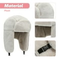 thumbnail image 3 of Adult winter comfort plush Russian hat windproof full hat ear cap warm winter ski hunting bike - off-white, 3 of 5