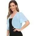 thumbnail image 1 of LAICAIW Women Shrug Soft Chiffon Open Front Sheer Short Sleeve Cardigans for Evening Dress, 1 of 6