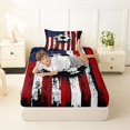 thumbnail image 4 of Manfei Soccer Sports Twin Sheets,Vintage Us Flag Bedding,Red White,3pcs,1 Fitted Sheet and 1 Pillowcase, 4 of 6