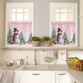 thumbnail image 4 of Winter Christmas Snowman Kitchen Curtains and Valances Set, Pink Xmas Tree Fox Squirrel Rod Pocket Window Valance 18 Inch Window Curtain Panels for Living Room Bedroom Laundry, 27.5x36in, 3 Pieces, 4 of 7