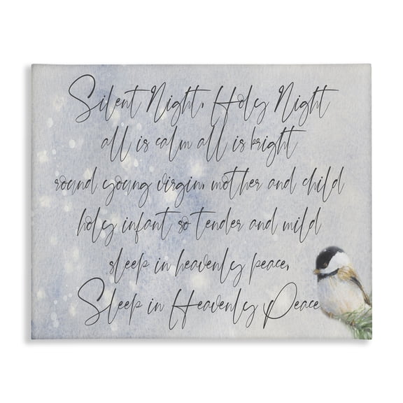 Stupell Industries Rustic Lodge Christmas Silent Night Winter Bird Illustration Canvas Art, 20 x 16, by Lanie Loreth