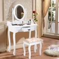 thumbnail image 4 of Costway Wood Makeup Dressing Table Stool Vanity Set Jewelry Desk W/ Drawer & Mirror, 4 of 10