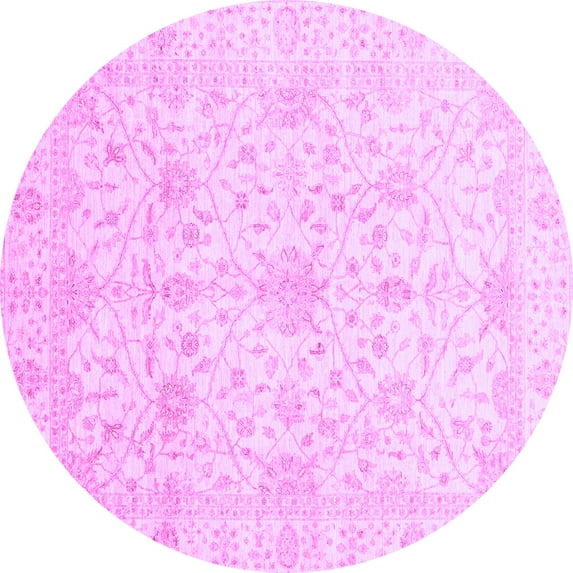 Ahgly Company Indoor Round Oriental Purple Traditional Area Rugs, 7' Round