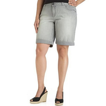 Metro7 - Women's Plus Cuffed Denim Shorts