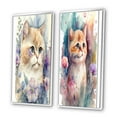 thumbnail image 3 of Designart "Little Kitten Amidst Colorful Flowers III" Animals Cat Framed Wall Art Set Of 2 - Children's Art Grey Framed Canvas Set For Living Room Decor, 3 of 6