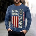 thumbnail image 2 of 250 Anniversary Usa Shirt Anniversary Graphic T Shirt Commemorative Print Casual Long Sleeve Mens Tees Blue XXL, 2 of 5