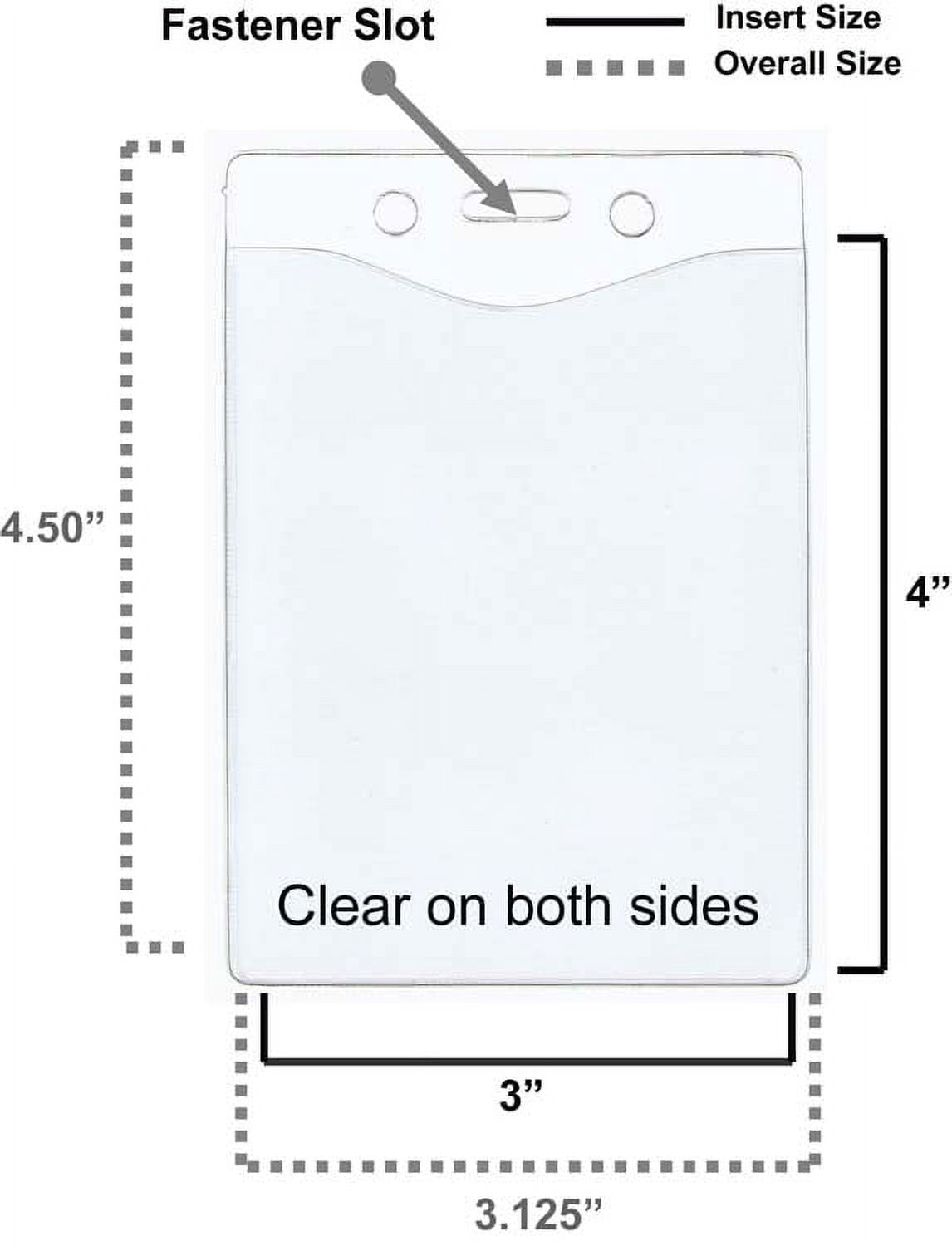 100pcs - 4" X 3" Vertical Clear Vinyl ID Badge Holder Plastic Sleeve Name Badges to Hold ID Badges / Cards