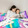 thumbnail image 5 of Manfei Cute Colorful Unicorn Full Size Comforter Sets,Cartoon Animal Bedding Comforter Set,Graffiti Rainbow Bedding Sets For Girl Kids,Luxury Bedroom Decor Reversible,3pcs, 5 of 8