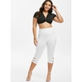 thumbnail image 3 of Rosegal for Women Metal Ring Cut Out Capri Plus Size Leggings White 4XL, 3 of 6