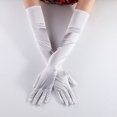 thumbnail image 2 of Nvzi Guantes de satén de estilo ópera, de talla clásica para adultos, de 21,7" (blancos), 2 of 5