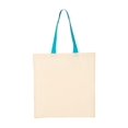 thumbnail image 2 of Q-Tees Economical Tote with Contrast-Color Handles in Natural/ Turquoise One Size | QTB6000, 2 of 3