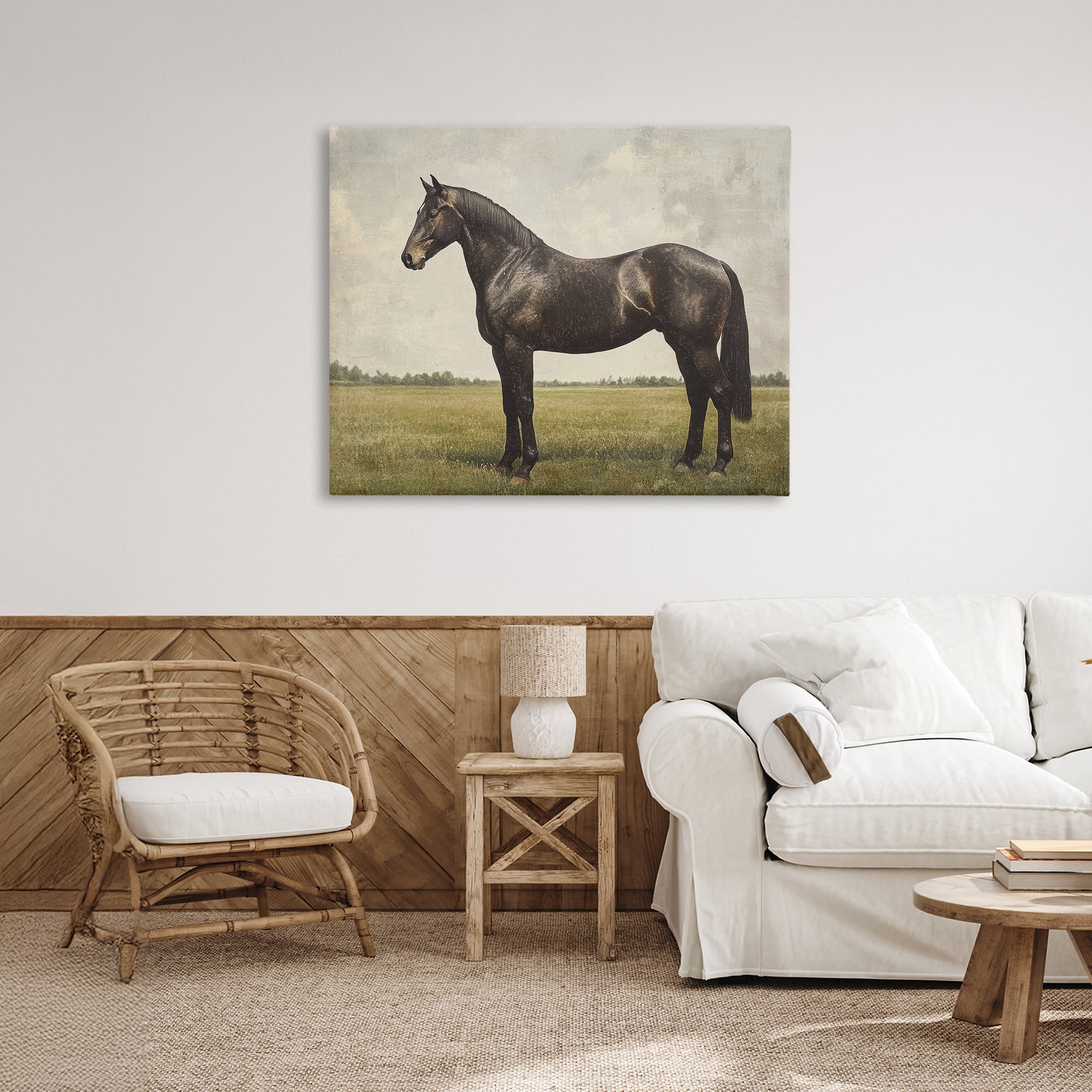 Stupell Industries Espresso Horse in Pastoral Field Canvas Wall Art, design by Petal Prints Design