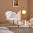 thumbnail image 4 of Renwick Modern Velvet Accent Chair with Golden Metal Legs for Living Room, White, 4 of 14