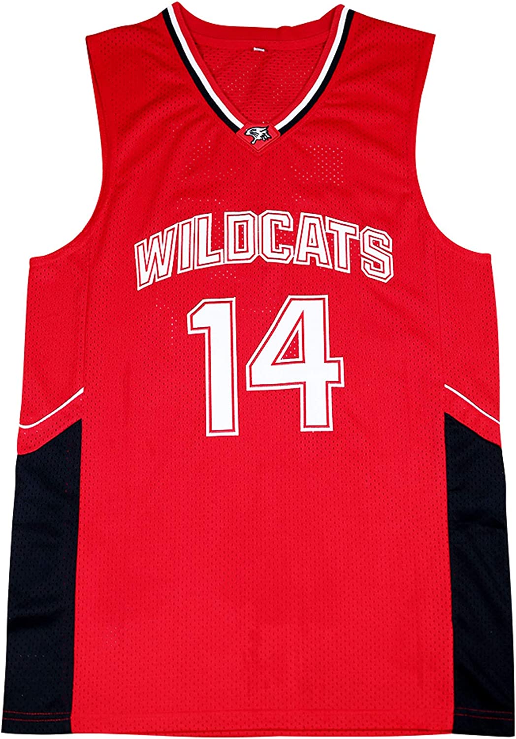 Zac E Troy Bolton 14 East High School Wildcats Tee Red Patch Basketball  Jersey 2021 