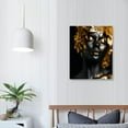 thumbnail image 3 of COMIO African American Canvas Wall Art Black Women Gold Picture Prints Abstract Gold Rose Paintings for Bathroom Living Room Decor Frame (African Girl 16x20in), 3 of 4