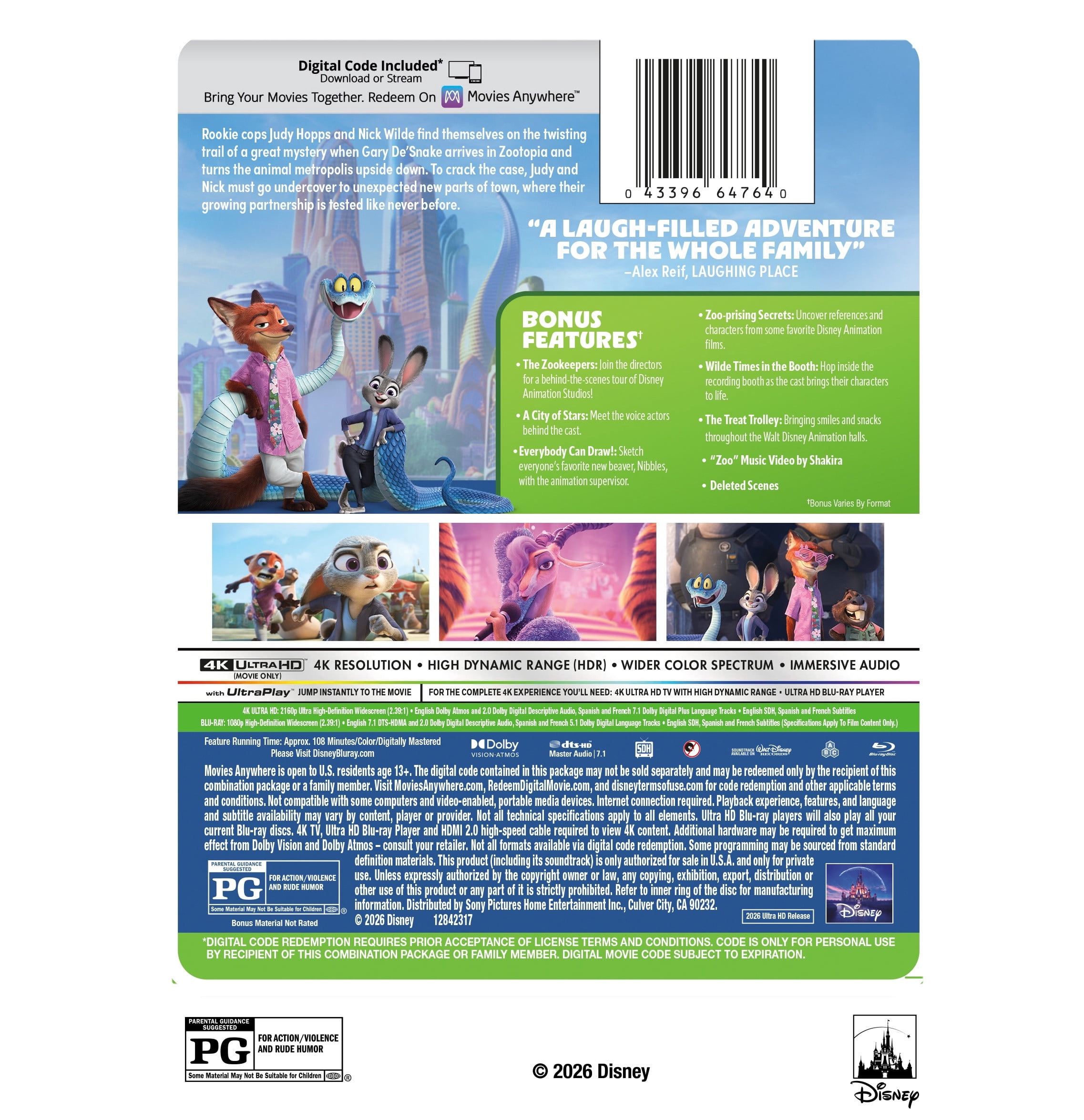 Zootopia 2 (Steelbook) (4K Ultra HD + Blu-ray + Digital Copy) Walt Disney Animation Studios, Adventure, Animation, Comedy