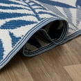 thumbnail image 5 of World Rug Gallery Palm Leaves Reversible Recycled Plastic Outdoor Picnic Mat, Camping Rug, RV Rug - NAVY 5'x7', 5 of 9