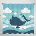 thumbnail image 1 of Whimsical Blue Tree Shower Curtain Stars - Dreamy Bathroom Decor, 1 of 4