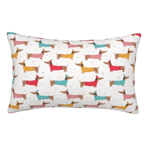Balery Dachshund Dog Puppy Funda de Cojín Estampada, Regalos para Mujeres, Regalos de Amor para Ella, Regalos para Novia o Esposa, Funda de Almohada-14"x20"
