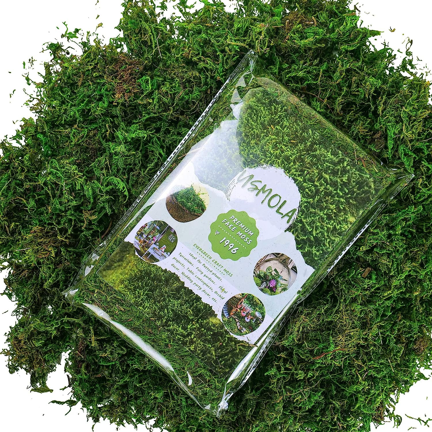 Artificial Moss 16oz – Fake Moss for Crafts, Fairy Gardens, Wedding & Party Decor, Centerpieces & Potted Plants (Fresh Green, 455g)