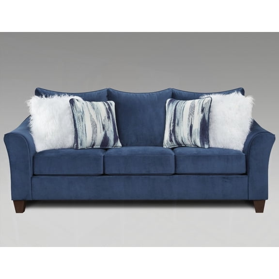 Modern Navy Blue Fabric Sofa for Living Room (220×80×75cm)