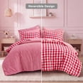 thumbnail image 2 of Regency Heights Queen Size Bed in a Bag, 9 Pieces Red Plaid Comforter Set with Sheets and Side Pockets, Reversible Bedding Sets for All Seasons, 2 of 9