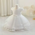 thumbnail image 4 of Miluxas Toddler Girls' Short Sleeve Tutu Party Dress Fashion Princess Dress for Girl White 2 Years, 4 of 6