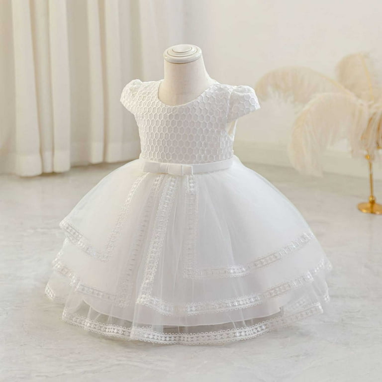 NAISIBABY Girls Floral Dress, Back Zipper Mesh Embroidered Short Sleeve  Tulle Gown Party Pageant Dress White 3T - Walmart.com