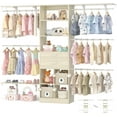 thumbnail image 5 of Homieasy Closet System - 4.75-8FT Closet Organizer System with Wooden Drawers & Cube Storage Organizer, 96" Closet Systems with Cuttable Hanging Shelvings for Nursery, White Oak, 5 of 7