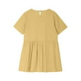 thumbnail image 6 of Efsteb Summer Dress for Girls Cotton Linen Short Sleeve Dress Casual Round Neck Princess Dresses with Pocket (Yellow,7 Years), 6 of 8