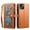 Brown, variant on ELEHOLD Zipper Wallet Case for iPhone 15, Special Leaf Pattern with Card Holders Zipper Pocket Kickstand Detachable Shoulder Strap Handstrap Shockproof Case for 6.1 Inch iPhone 15,Brown