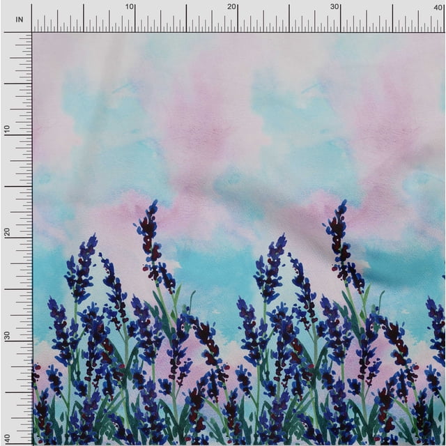 oneOone Polyester Lycra Fabric Watercolor Flower Panel Printed Craft Fabric BTY 56 Inch Wide