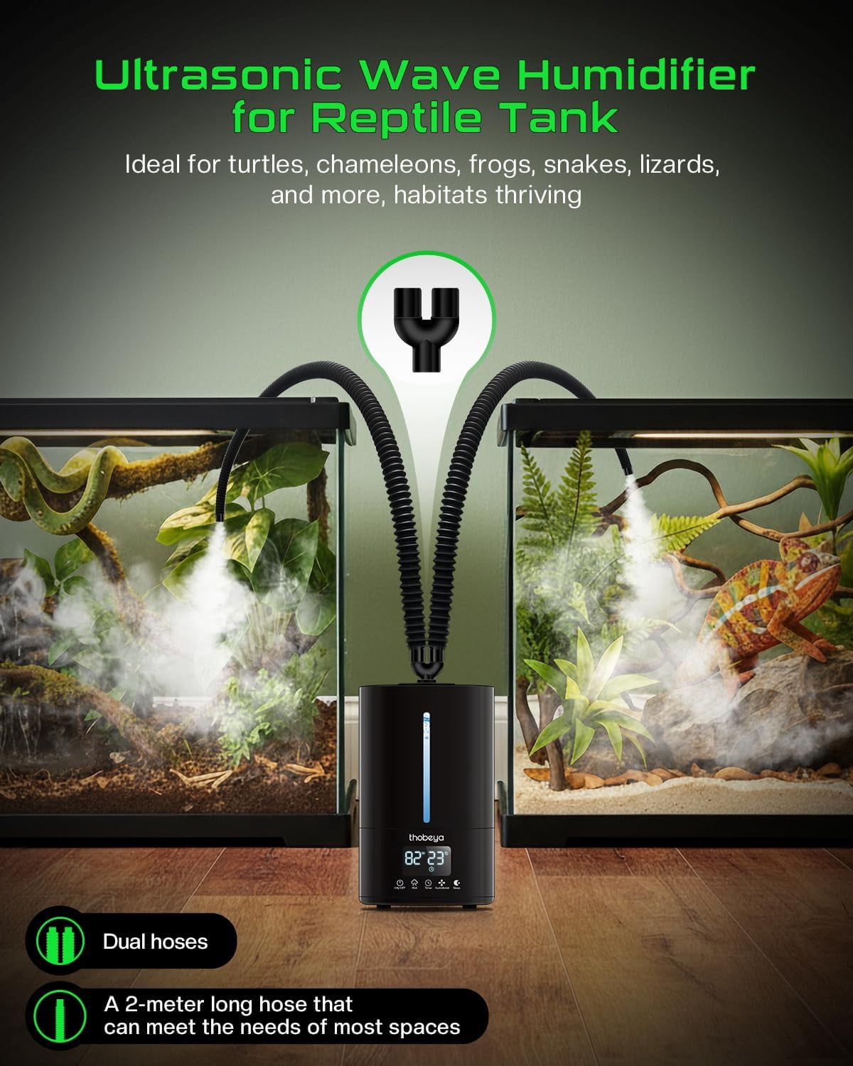 5L Reptile Humidifier Fogger with Timer and Remote Control for Amphibians