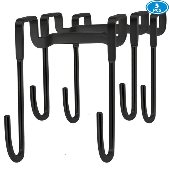 NimJoy Bathroom over Shower Door Hook Set of 3 Small to Large 304 Stainless Steel Rack Hooks, Plated Black