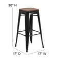 thumbnail image 6 of Flash Furniture Lily 30" High Backless Black Metal Barstool with Square Wood Seat, 6 of 13