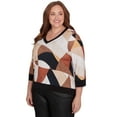 thumbnail image 3 of Alfred Dunner Womens Plus-Size  V-Neck Patchwork Top, 3 of 6