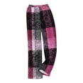 thumbnail image 7 of Women's Christmas Snowflakes and Trees Print Plush Pajama Pants, Soft and Comfortable Home Wear Trousers for Winter, Casual Sleepwear with Elastic Waist,Purple Pink,S, 7 of 7