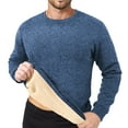 thumbnail image 2 of FAOWME Men's Pullover Long Sleeve Round Neck Solid Color Plush Thickened Warm Fashion Sweatshirt Top For Autumn Winter Daily Wear Navy S, 2 of 5