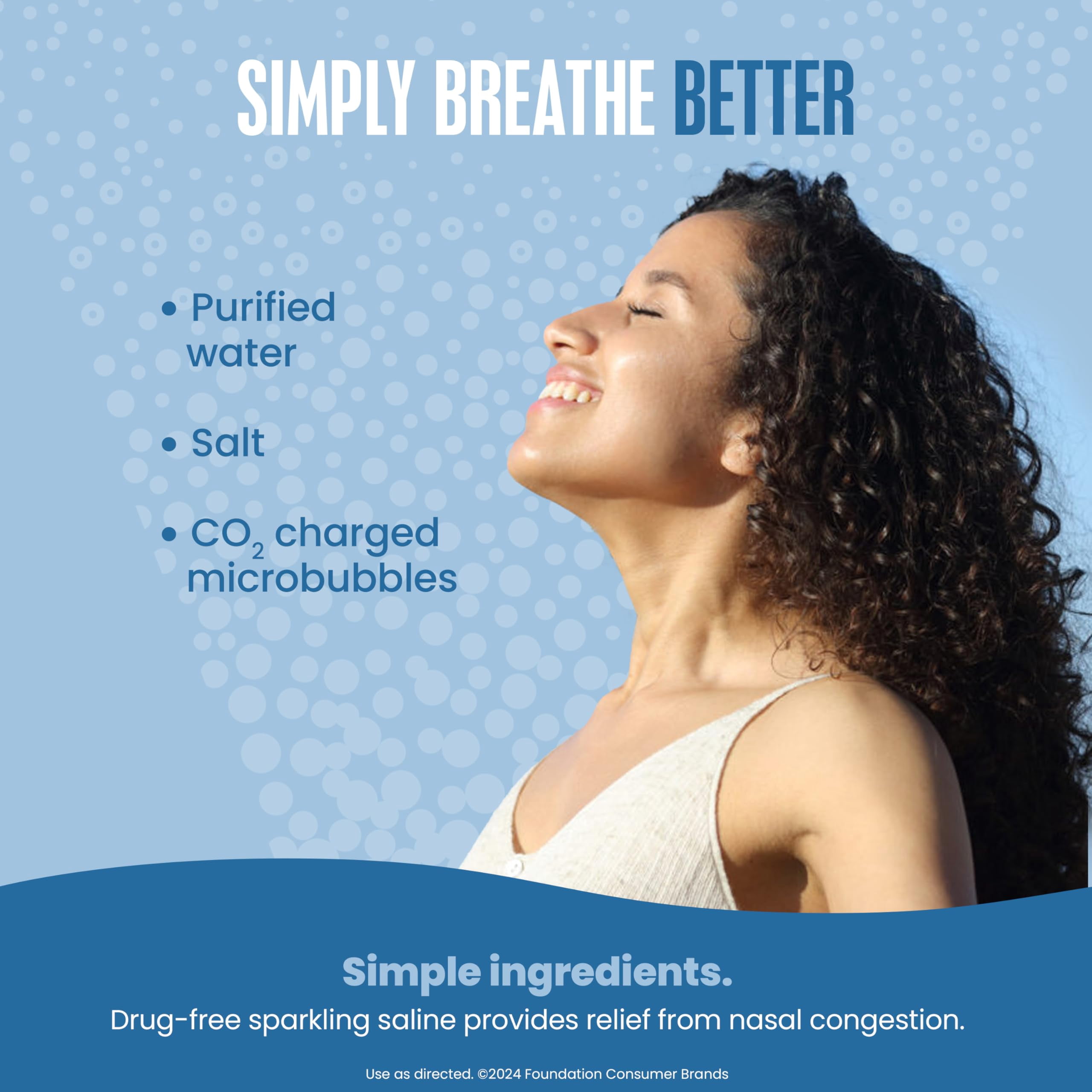Breathe Right Sparkling Saline Nasal Rinse Spray – Effervescent, Drug-Free Relief from Stuffy Nose Due to Cold or Allergy, 1 Can, 4 oz