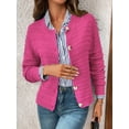 thumbnail image 7 of Women's Casual Work Cardigan Sweater, Cropped Button Down Textured Knit Top, Versatile Crew Neck Jacket for Office & Daily Wear, 7 of 7