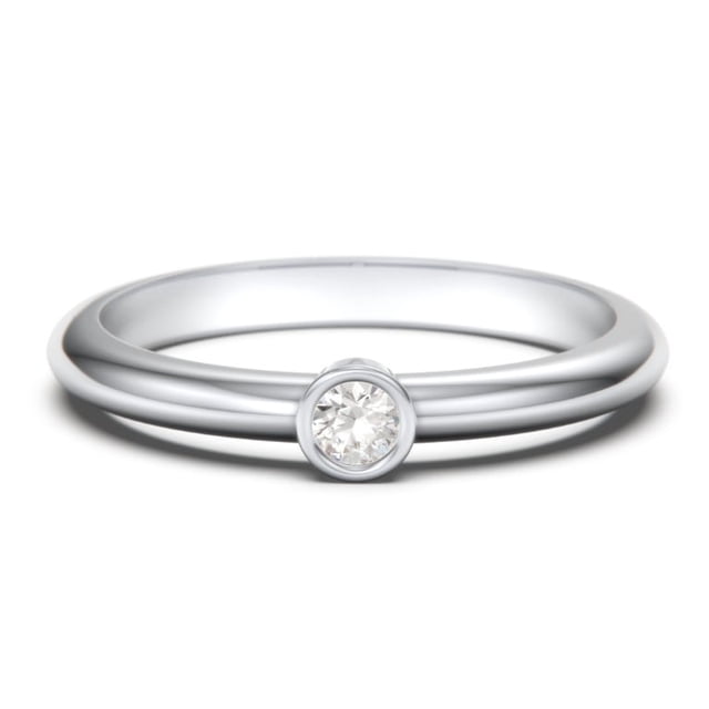 Classic Bezel Set Birthstone Ring - Cubic Zirconia / White Topaz (April)