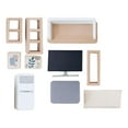 thumbnail image 3 of 2 juegos de muebles de casa de muñecas de madera, modelo de accesorios de simulación, bricolaje, hechos a mano Sala de estar y dormitorio, 3 of 9