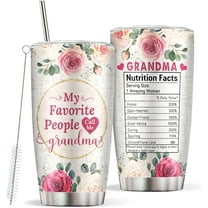 Gifts for Grandma, Flower Stainless Steel Grandma Tumbler 20oz with Lid and Straw, Grandma Birthday Gifts Ideas, Mother''s Day Gift for Grandma, Grandma Gifts Tumbler from Grandchildren